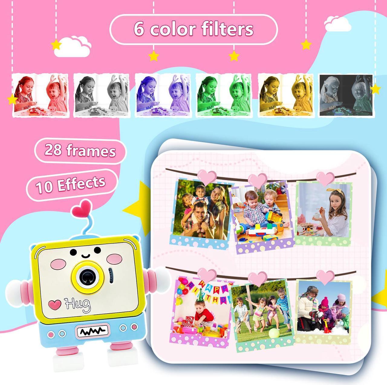 Alt view image 4 of 7 - Hongsamde Kids Camera Toy for 3-12 Year Old Children, 2 Inch Screen 1080P Video Camcorder with Cartoon Robot Soft Silicone Cover Ideal Gift for Kids, 32G FT Card Included