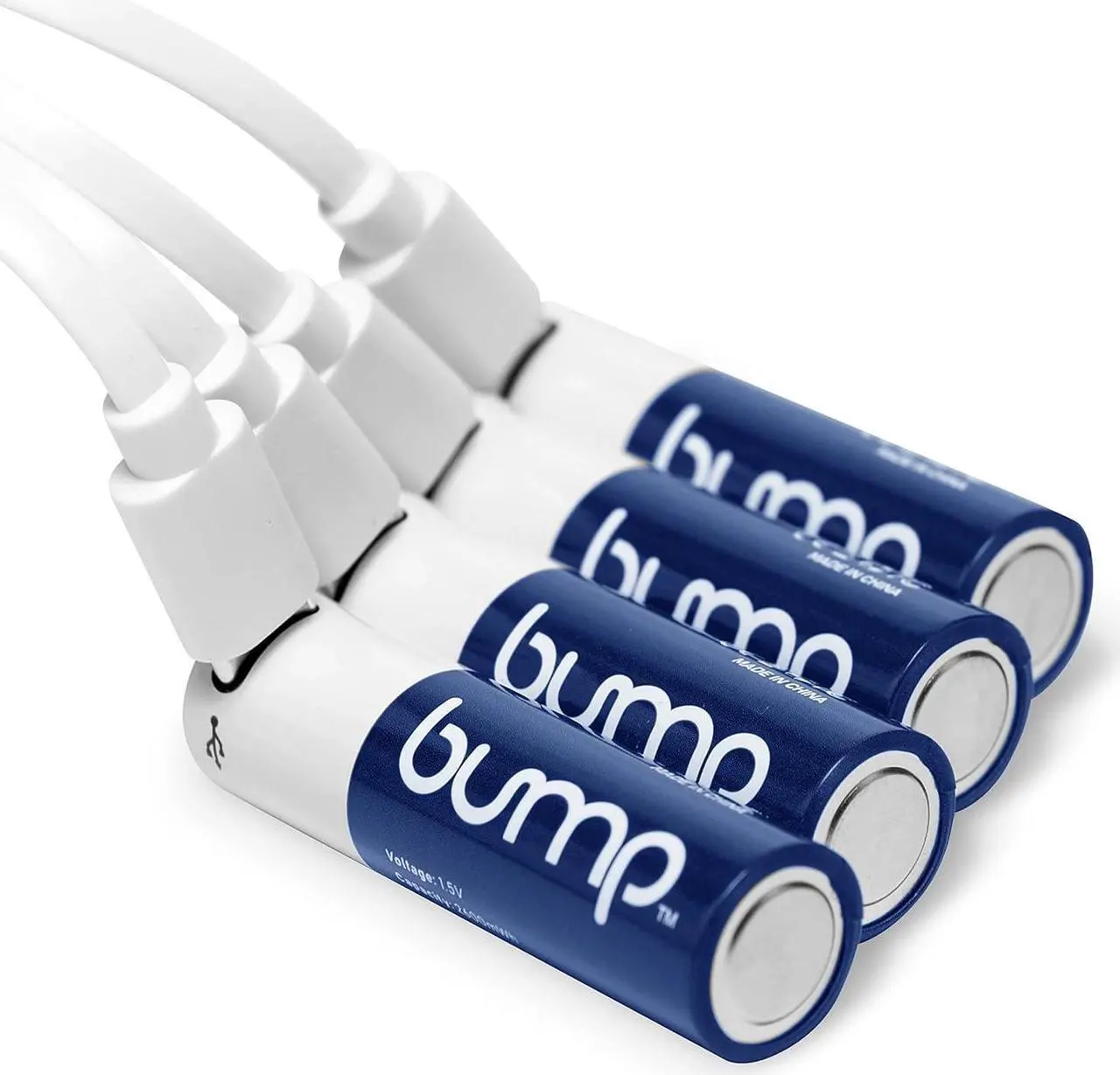 Alt view image 3 of 7 - Bump USB Rechargeable AA Batteries (4-Pack) - 2600mWh Lithium Ion, 1.5V, 1000+ Charge Cycles, Includes 4-in-1 USB-C Charge, Long-Lasting for Remotes, Toys, Keyboards, Wireless Mice