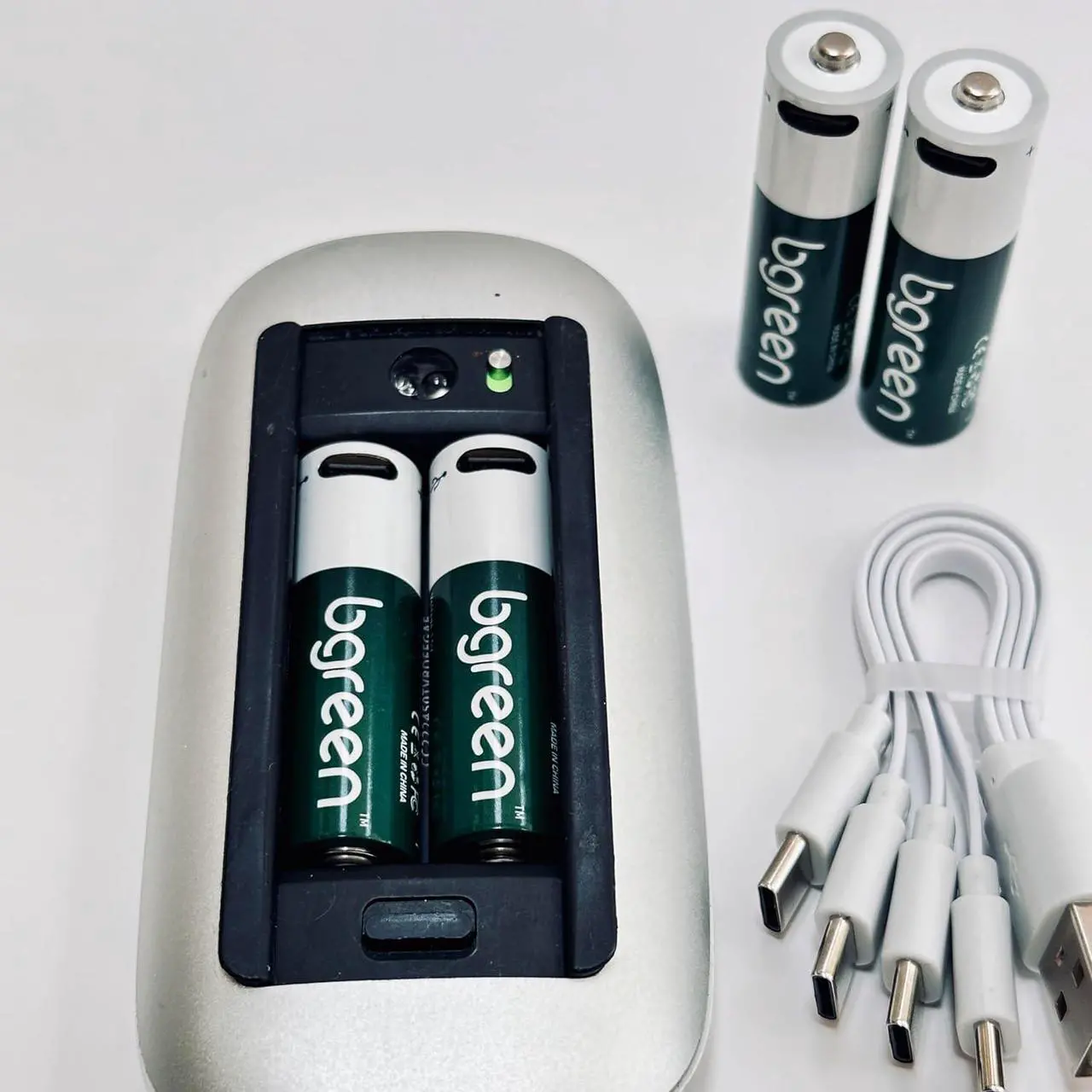 Alt view image 2 of 5 - bgreen USB-C Rechargeable AA Batteries, 8 Pack, 3400 mWh, High Output, Two 4-in-1 Charging Cables Included, 1.5 Hour Full Charge. Great for Remotes, Ring camera, Keyboard, mouse, etc.