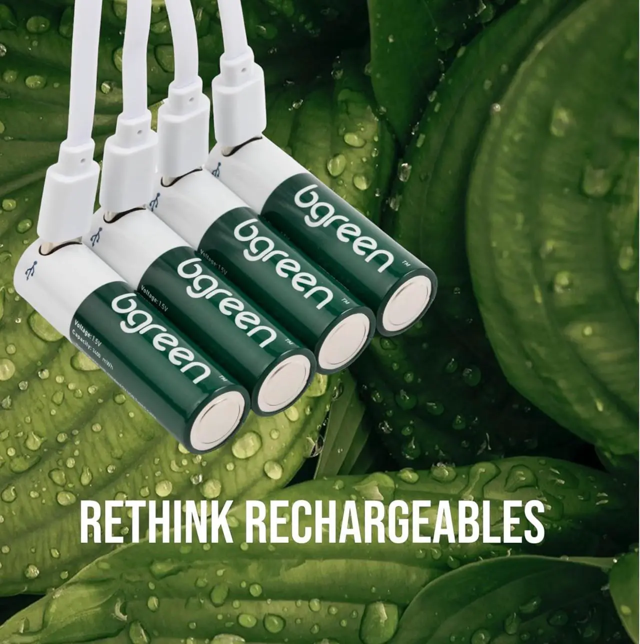 Alt view image 3 of 5 - bgreen USB-C Rechargeable AA Batteries, 8 Pack, 3400 mWh, High Output, Two 4-in-1 Charging Cables Included, 1.5 Hour Full Charge. Great for Remotes, Ring camera, Keyboard, mouse, etc.