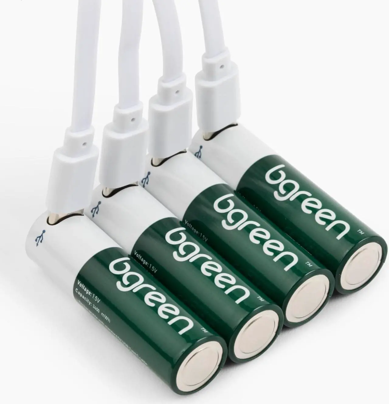 Alt view image 4 of 5 - bgreen USB-C Rechargeable AA Batteries, 8 Pack, 3400 mWh, High Output, Two 4-in-1 Charging Cables Included, 1.5 Hour Full Charge. Great for Remotes, Ring camera, Keyboard, mouse, etc.