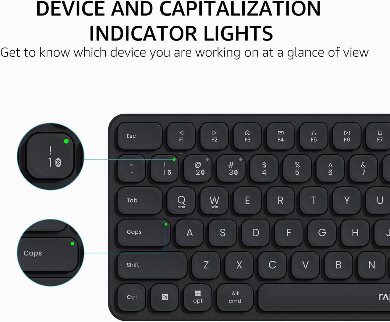 Alt view image 6 of 7 - Rapoo E9050L Multi-Device Wireless Keyboard, Blade-Series E9050L 78-Key Ultra-Thin Keyboard, Support 4 Devices, Low-Profile, Quiet, USB-C, Rechargeable, Al-Alloy Frame, for Windows/Mac/Linux/Chrome