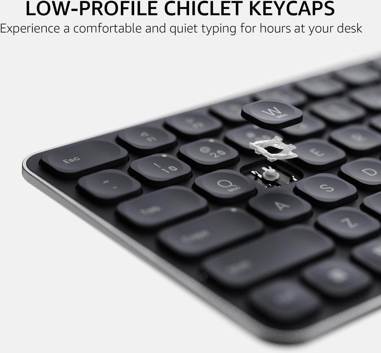 Alt view image 4 of 7 - Rapoo E9050L Multi-Device Wireless Keyboard, Blade-Series E9050L 78-Key Ultra-Thin Keyboard, Support 4 Devices, Low-Profile, Quiet, USB-C, Rechargeable, Al-Alloy Frame, for Windows/Mac/Linux/Chrome