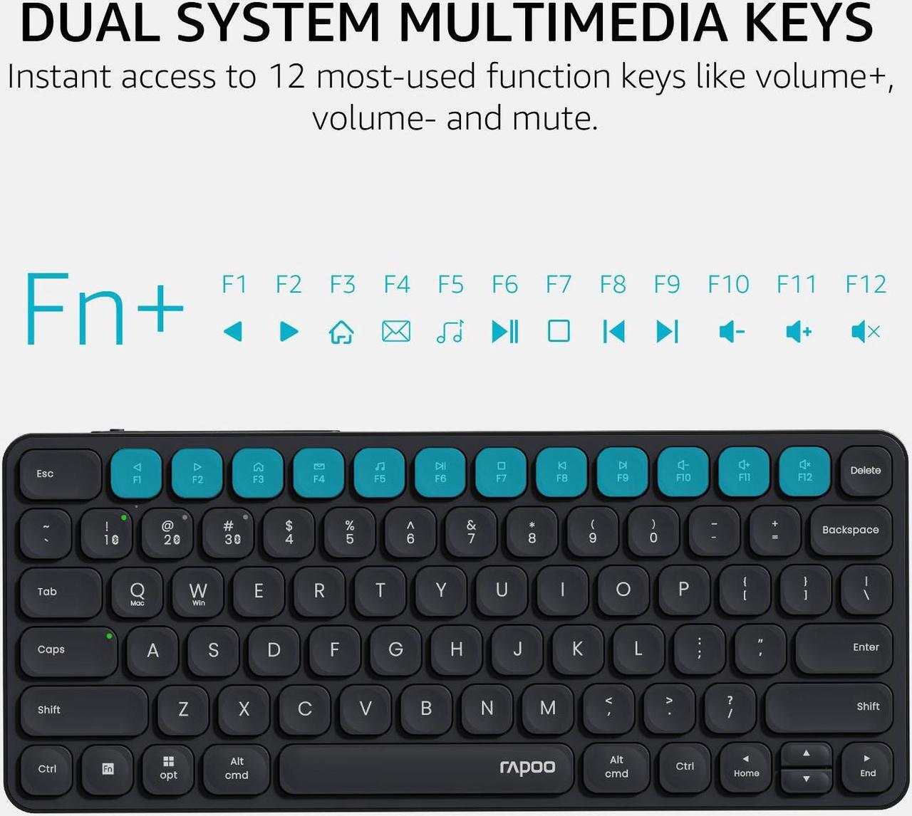 Alt view image 5 of 7 - Rapoo E9050L Multi-Device Wireless Keyboard, Blade-Series E9050L 78-Key Ultra-Thin Keyboard, Support 4 Devices, Low-Profile, Quiet, USB-C, Rechargeable, Al-Alloy Frame, for Windows/Mac/Linux/Chrome