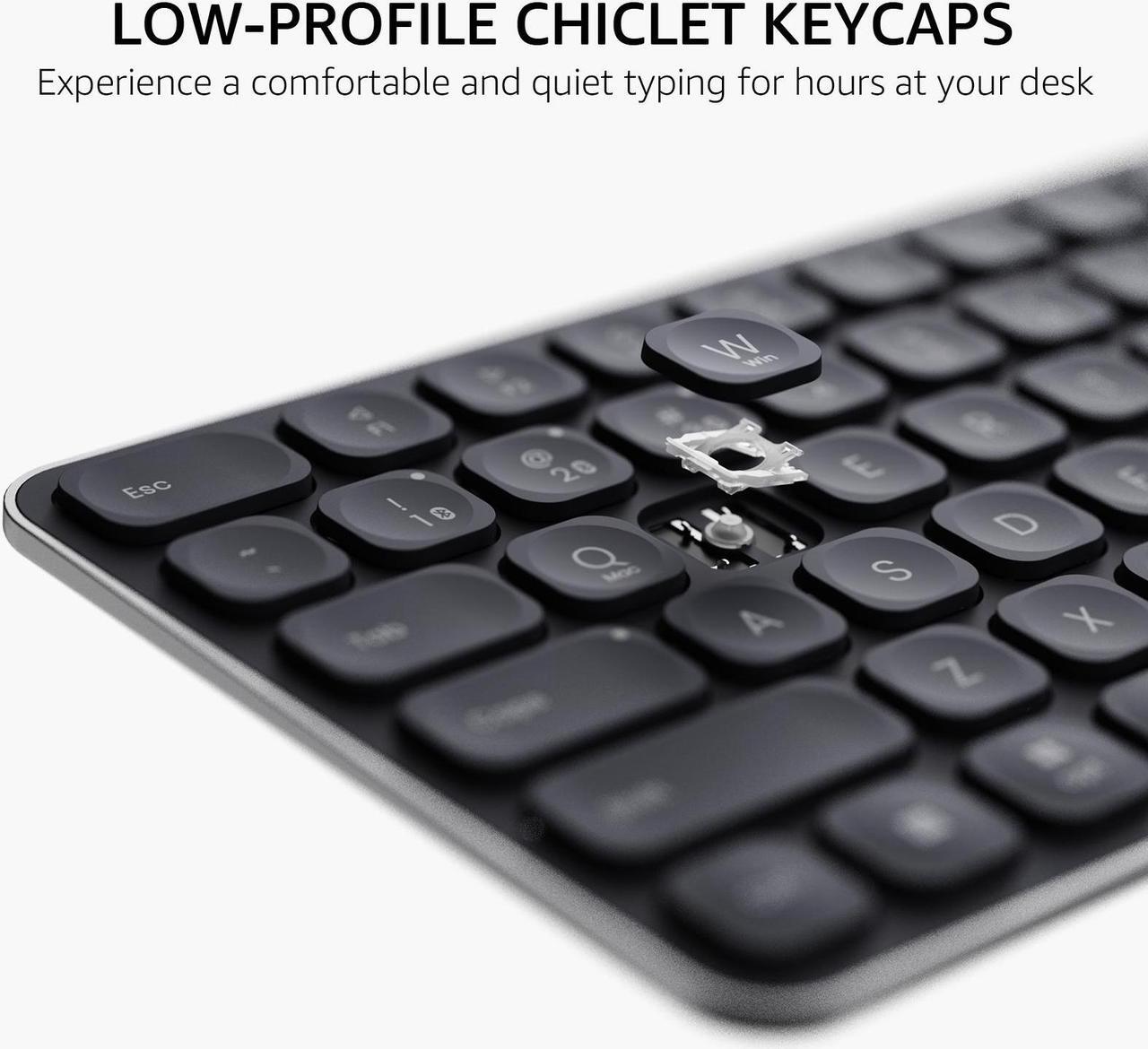 Alt view image 4 of 7 - Rapoo 9010M Multi-Device Keyboard and Mouse Combo, 2.4GHz/Bluetooth 5.0/4.0 Wireless Keyboard & Mouse Set for Windows/Mac/Linux/Chrome, Support 4 Devices, Low-Profile Silent Click, Battery Powered