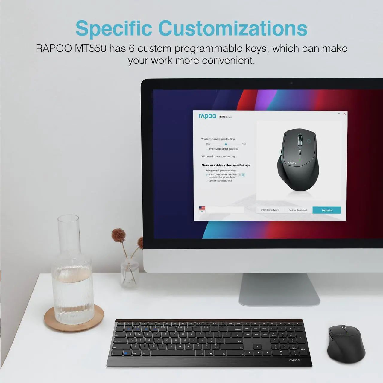 Alt view image 4 of 7 - Rapoo 9500M Multi-Device Wireless Keyboard and Mouse Combo, Portable Ultra-Thin Keyboard and Mouse Set, Wireless Keyboard Mouse Combo for Windows/Mac/Linux/Chrome/Android