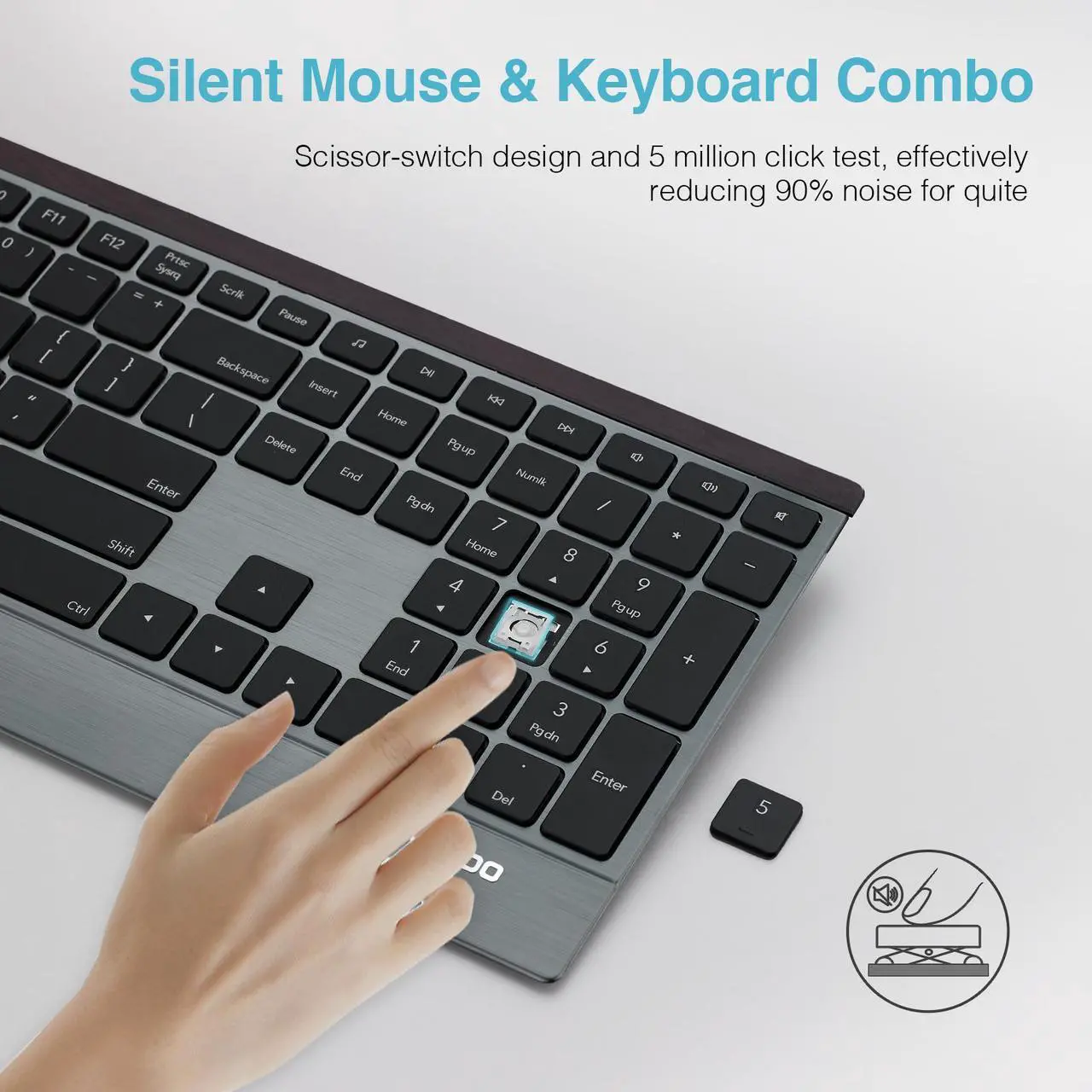 Alt view image 3 of 7 - Rapoo 9500M Multi-Device Wireless Keyboard and Mouse Combo, Portable Ultra-Thin Keyboard and Mouse Set, Wireless Keyboard Mouse Combo for Windows/Mac/Linux/Chrome/Android