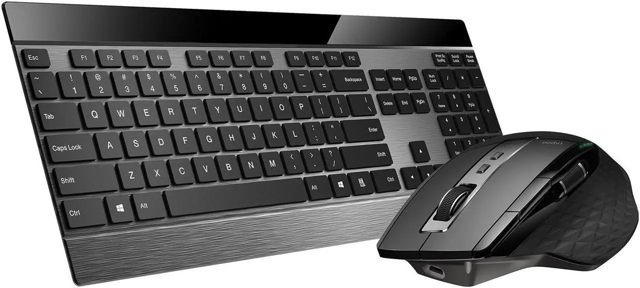 Main image of Rapoo 9900M Wireless Keyboard and Laser Mouse Combo, Multi-Device Keyboard and Mouse Set, Support 4 Devices, 0.16-Inch Ultra-Thin, Bluetooth + 2.4GHz Tri-Mode Wireless for Windows/Mac/Linux/Chrome