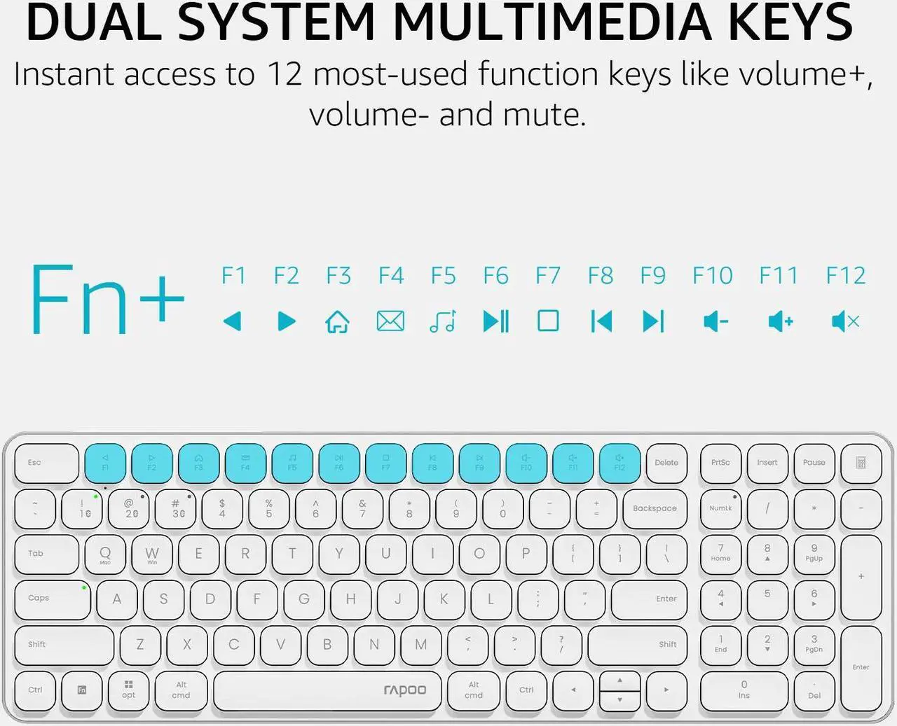 Alt view image 5 of 7 - Rapoo E9350L Multi-Device Wireless Keyboard, Blade-Series E9350L 99-Key Ultra-Thin Keyboard, Support 4 Devices, Low-Profile, Quiet, USB-C, Rechargeable, Al-Alloy Frame, for Windows/Mac/Linux/Chrome