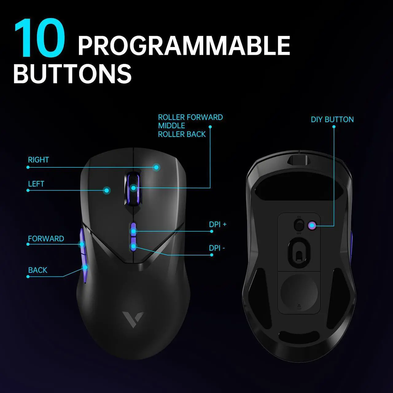 Alt view image 6 of 7 - Rapoo VT9Pro 4K Wireless Gaming Mouse, PAW 3398 Sensor, 26000 DPI, 4KHz Polling Rate, 0.25ms Response Time, Superlight, 180 Hours Battery Life, 10 Programmable Buttons, On-board Memory, Upgraded