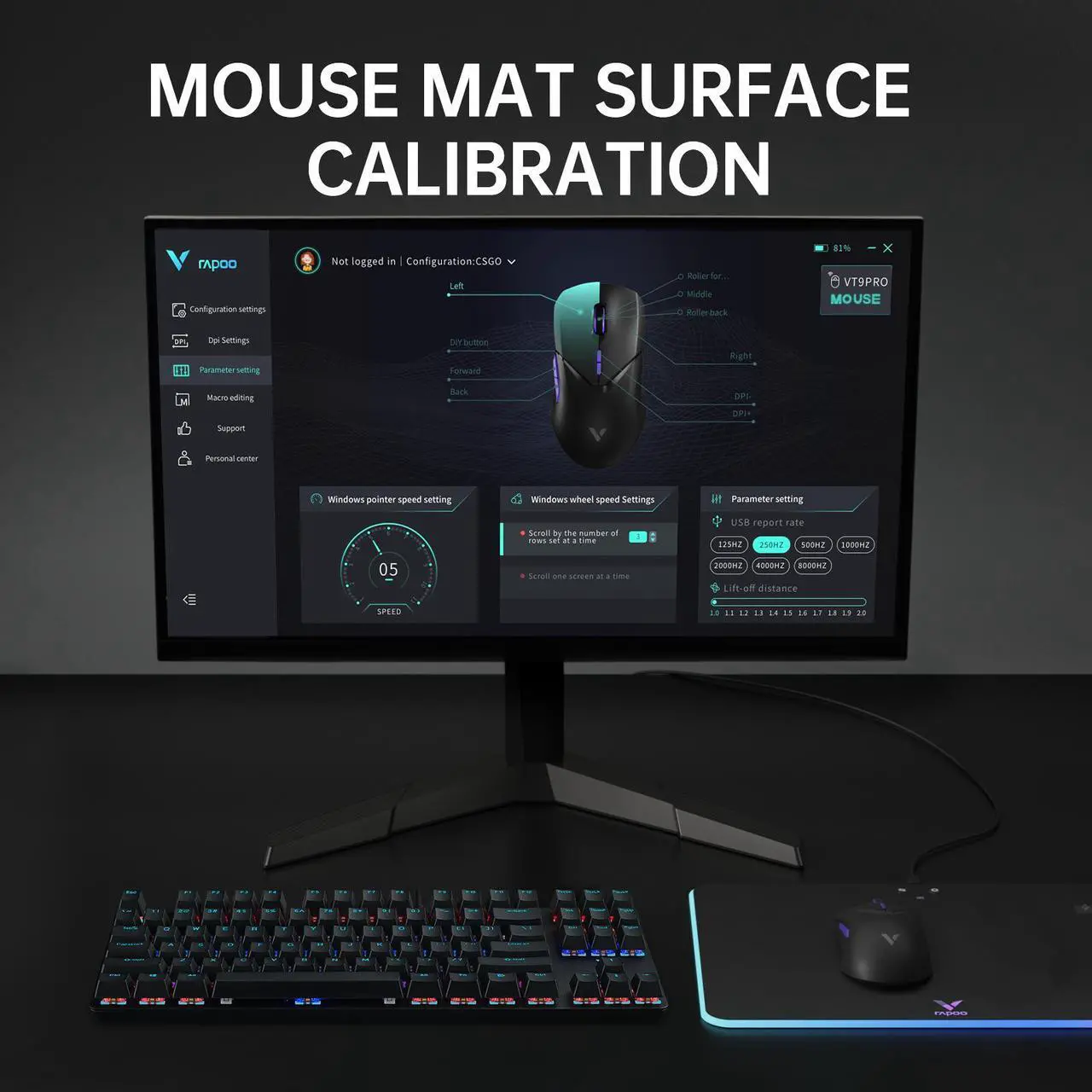 Alt view image 7 of 7 - Rapoo VT9Pro 4K Wireless Gaming Mouse, PAW 3398 Sensor, 26000 DPI, 4KHz Polling Rate, 0.25ms Response Time, Superlight, 180 Hours Battery Life, 10 Programmable Buttons, On-board Memory, Upgraded