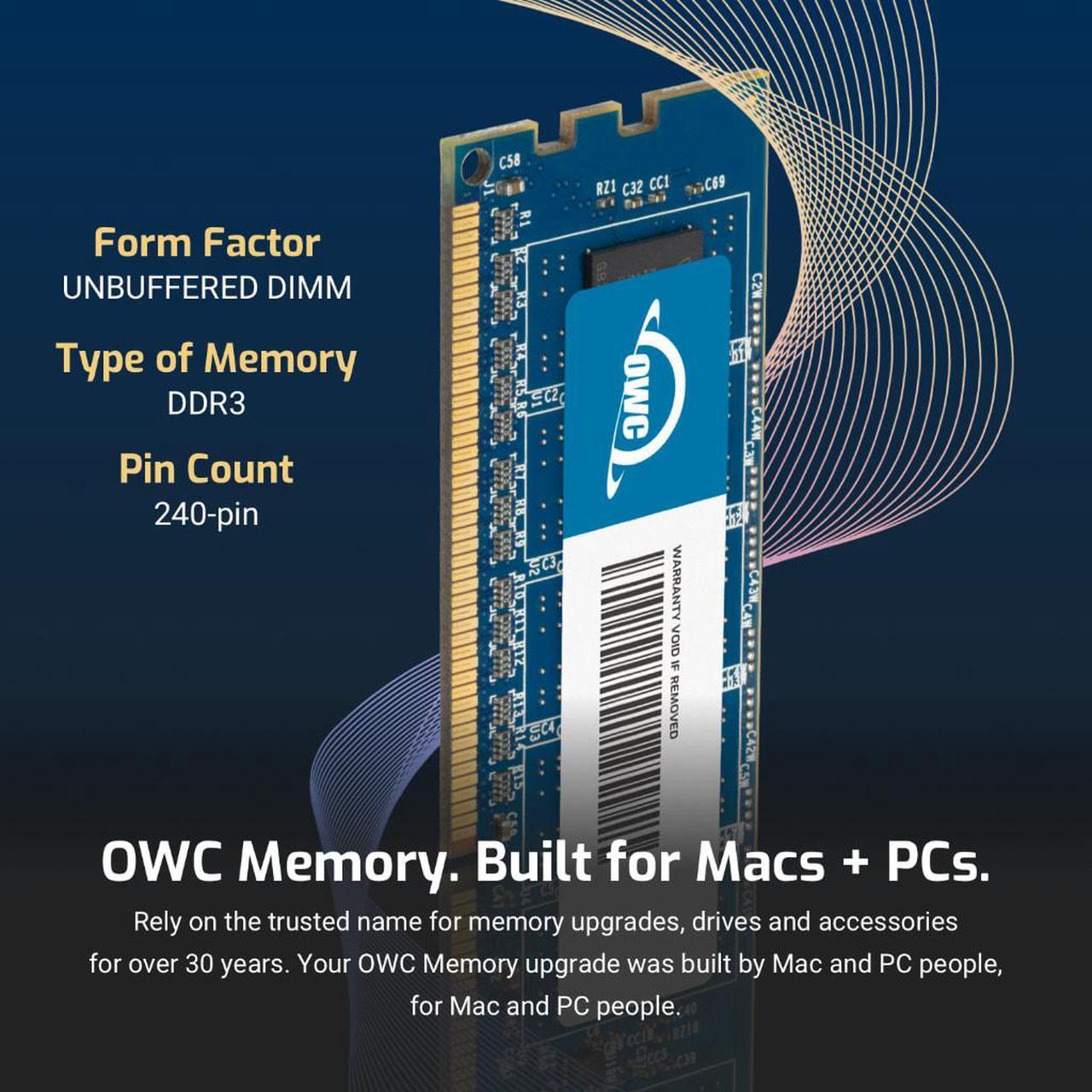 OWC 32GB (4x8GB) DDR3 1866 PC3-14900 CL13 2Rx8 240-pin 1.5V Non-ECC UDIMM Memory RAM Module Kit