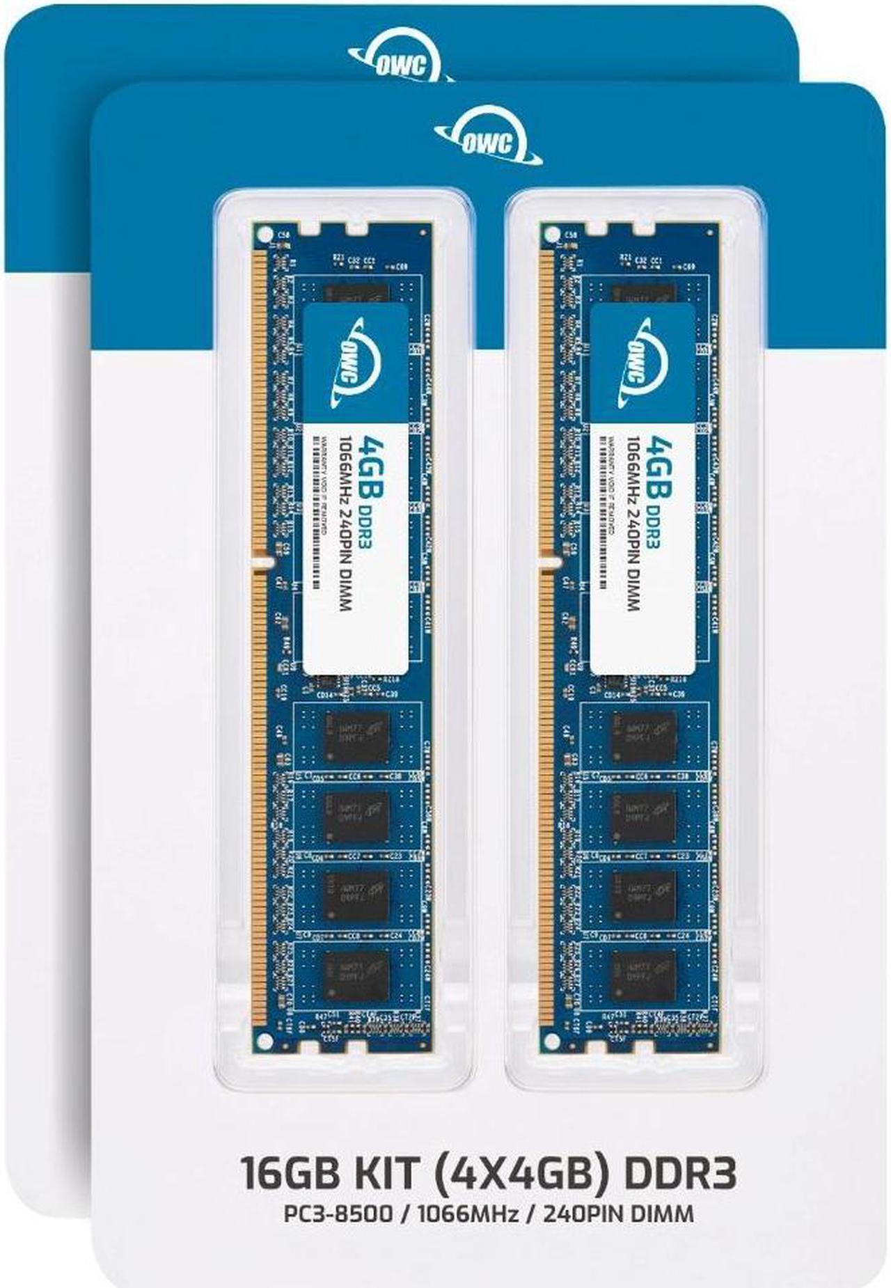 Alt view image 2 of 7 - OWC 16GB (4x4GB) DDR3 1066 PC3-8500 CL7 2Rx8 240-pin 1.5V Non-ECC UDIMM Memory RAM Module Kit