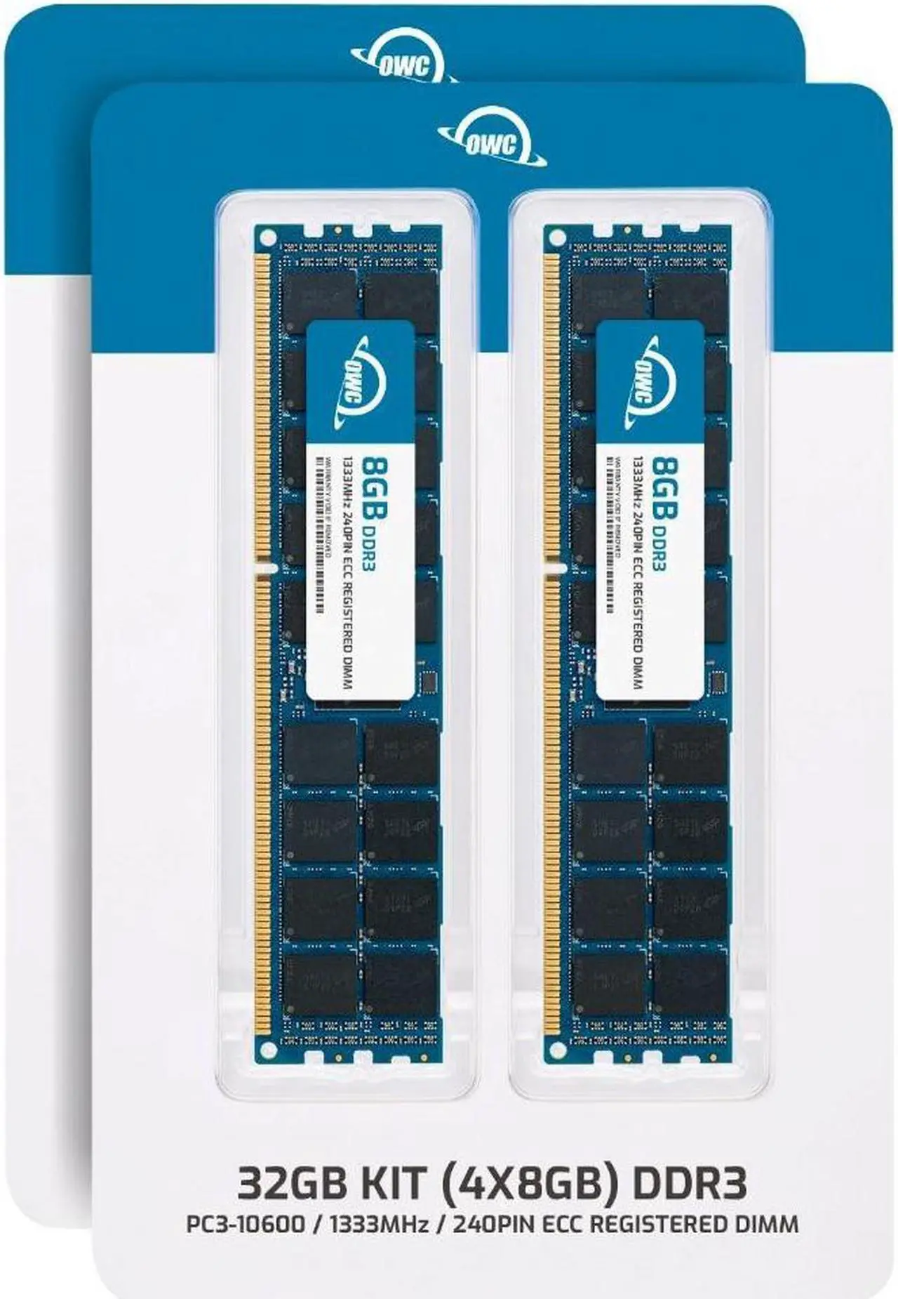 Alt view image 3 of 7 - OWC 32GB (4x8GB) DDR3 1333 PC3-10600 CL9 2Rx4 240-pin 1.5V ECC Registered RDIMM Memory RAM Module Upgrade Kit for Select Workstations or Servers