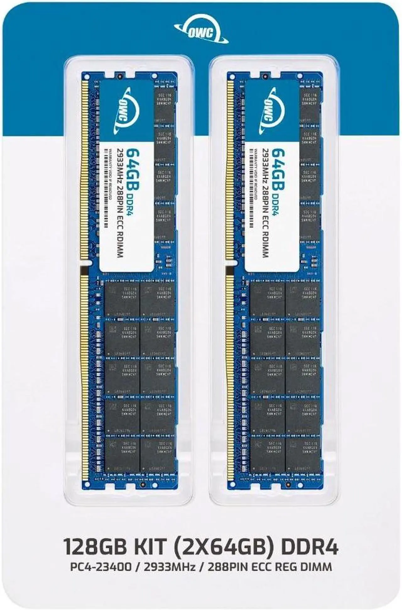 Alt view image 2 of 7 - OWC 128GB (2x64GB) DDR4 2933 PC4-23400 CL21 2Rx4 288-pin 1.2V ECC Registered RDIMM Memory RAM Module Upgrade Compatible with HP ProLiant DL160 Gen10 DL180 Gen10 DL380 Gen10 DX170r Gen10 XL450 Gen10