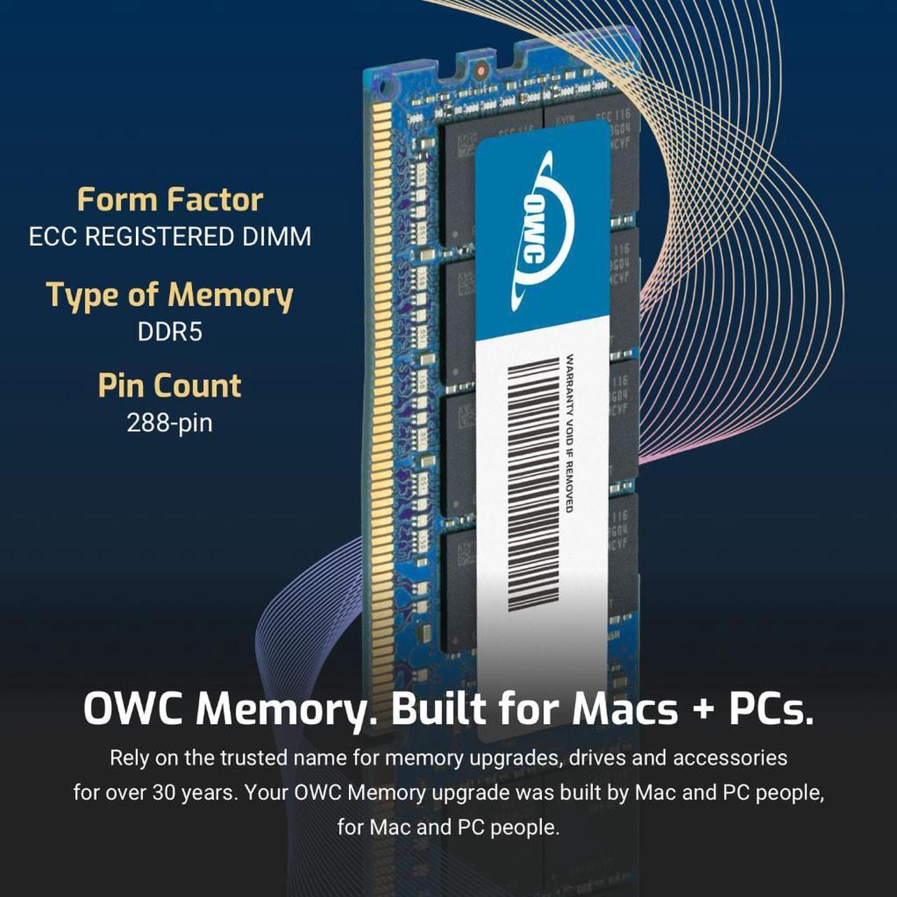 Alt view image 3 of 7 - OWC 32GB (2x16GB) DDR5 4800 PC5-38400 CL40 1Rx8 288-pin 1.1V ECC Registered RDIMM Memory RAM Module Upgrade Kit Compatible with ThinkSystem SD650 V3 SD650-I V3 SD665 V3 SD665-N V3 SR630 V3