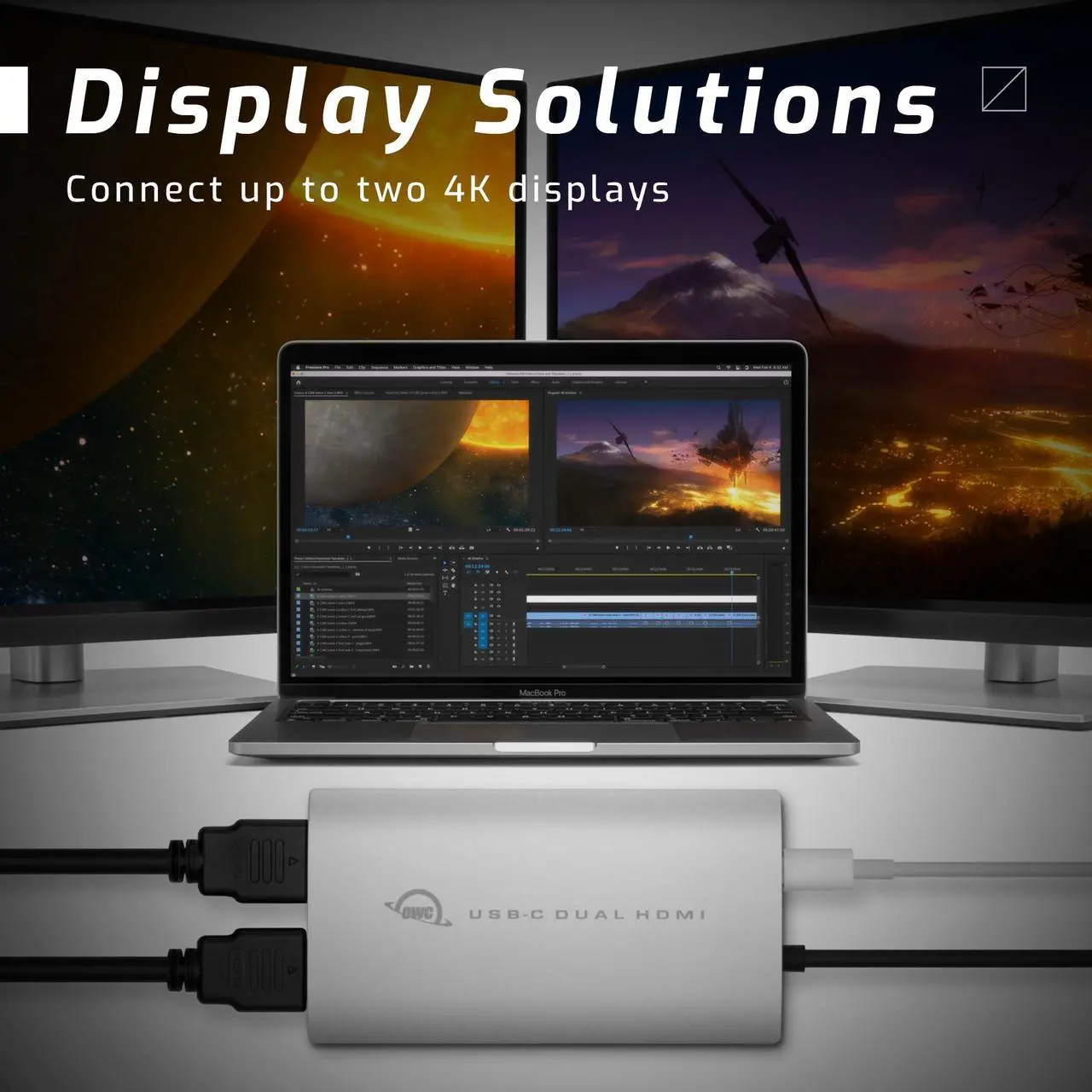 Alt view image 5 of 7 - OWC USB-C to Dual HDMI 4K Display Adapter with DISPLAYLINK for Apple M1 Mac or Any Mac or PC with USB-C or Thunderbolt