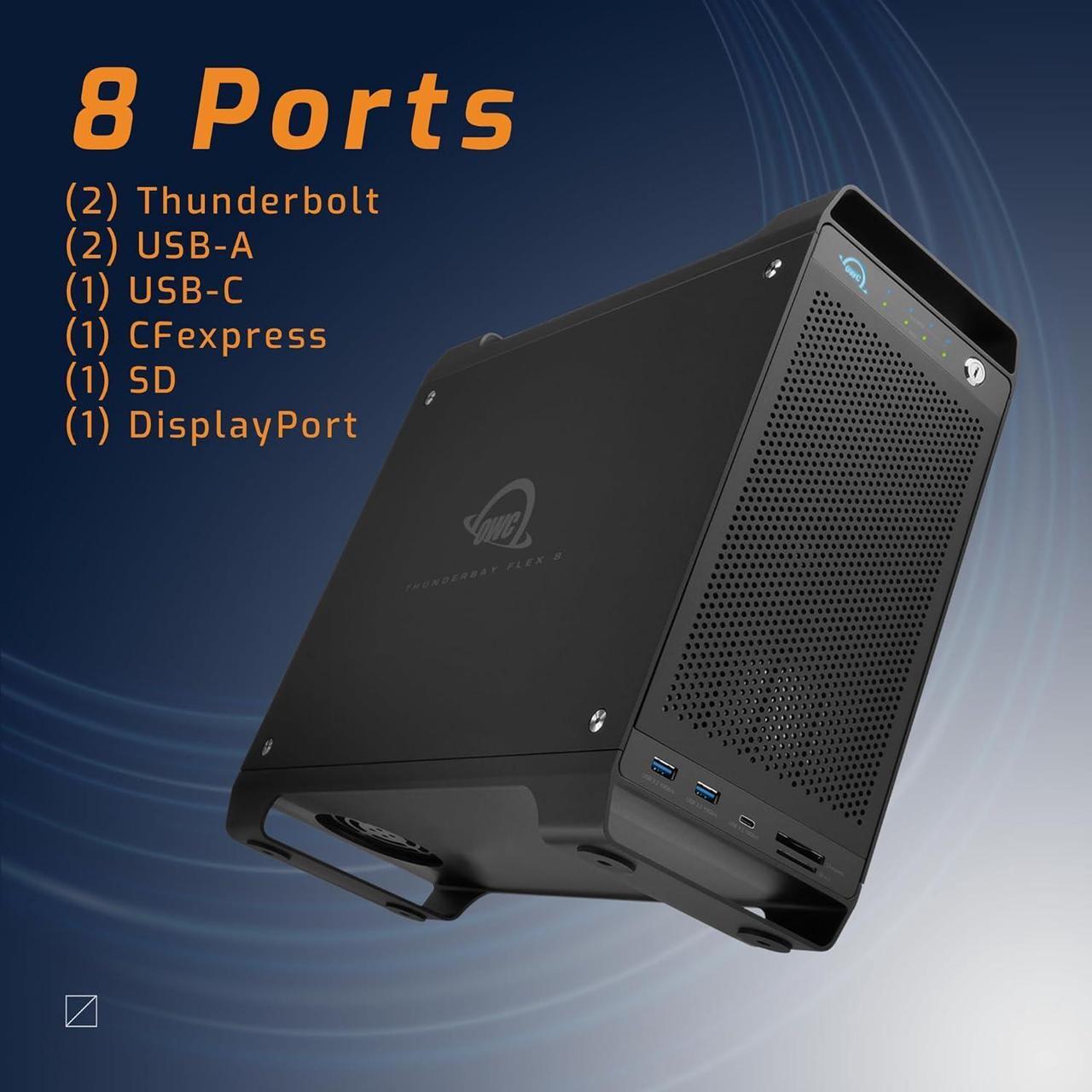 Alt view image 4 of 6 - OWC Thunderbay Flex 8 96TB HDD RAID Thunderbolt 3 Storage Docking Station w/PCIe Capabilities