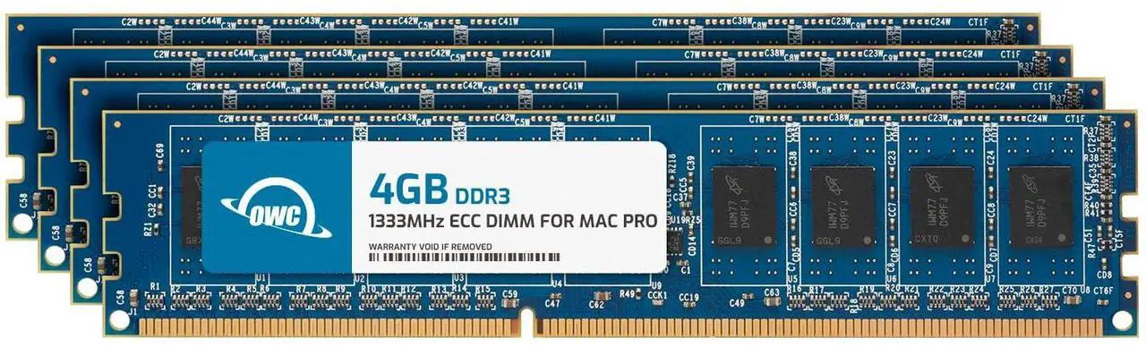 Alt view image 4 of 10 - OWC 16GB (4x4GB) PC3-10600 DDR3 ECC 1333MHz SDRAM DIMM 240 Pin Memory Upgrade kit for Mac Pro 'Nehalem'& 'Westmere' models. Perfect for the Mac Pro 8-core/Quad-core Xeon systems. Model OWC1333D3W4M16K