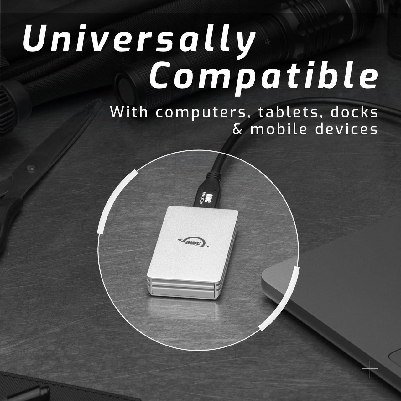 Alt view image 6 of 7 - OWC 2TB Envoy Single Ultra Portable Aluminum Bus Powered 10G/s USB-C Thunderbolt Compatible External NVMe SSD Drive