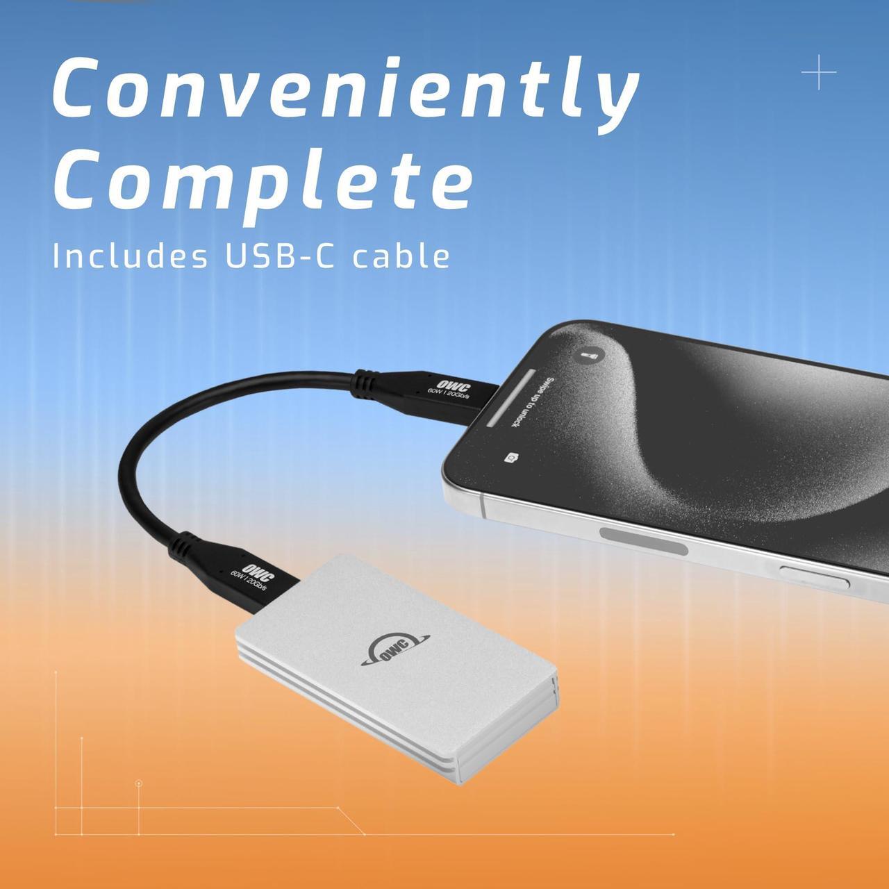 Alt view image 7 of 7 - OWC 2TB Envoy Single Ultra Portable Aluminum Bus Powered 10G/s USB-C Thunderbolt Compatible External NVMe SSD Drive