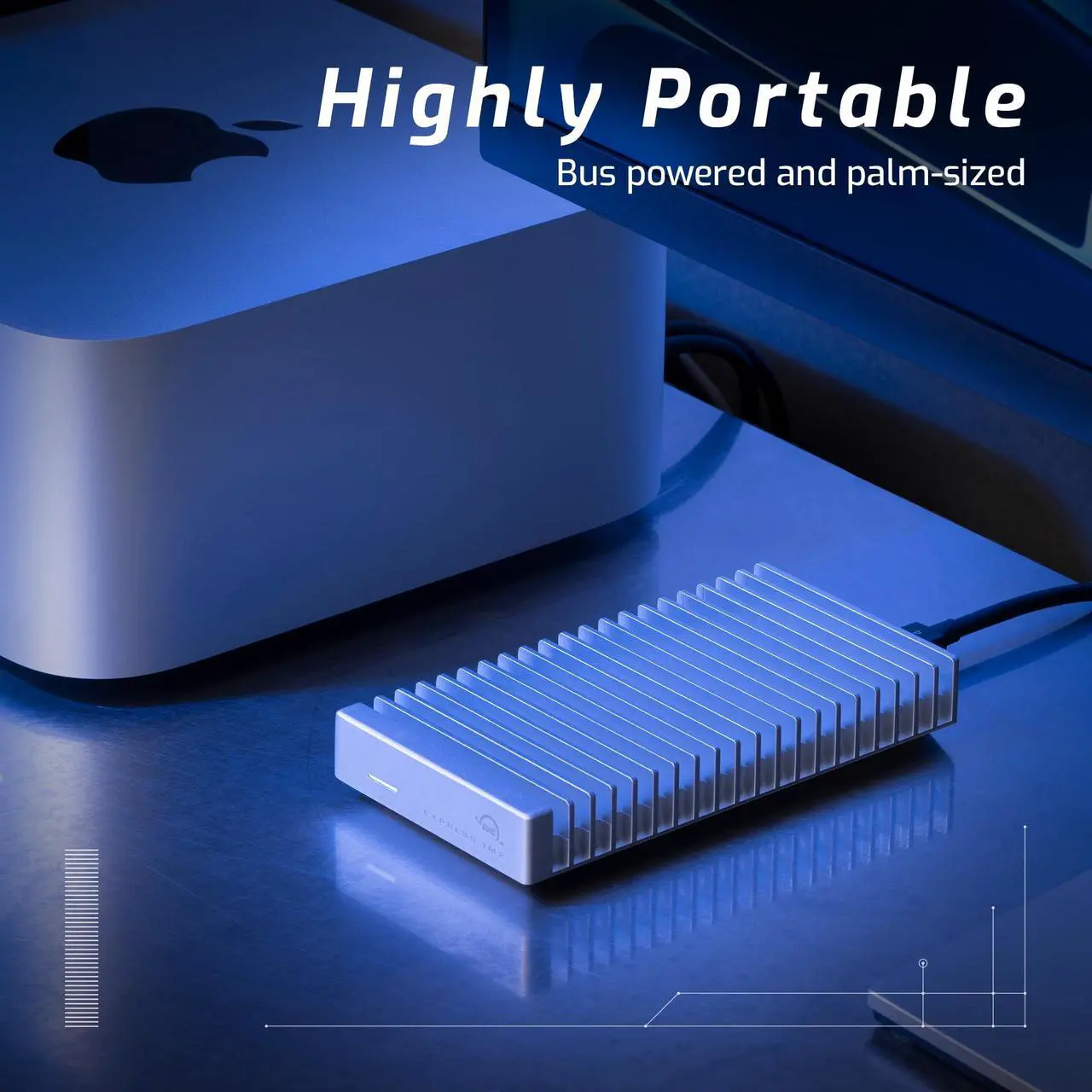 Alt view image 6 of 7 - OWC 1TB Express 1M2 Portable NVMe Thunderbolt (USB-C) SSD USB4 Ultra Fast External SSD Drive with Aluminum Heat Sink Enclosure