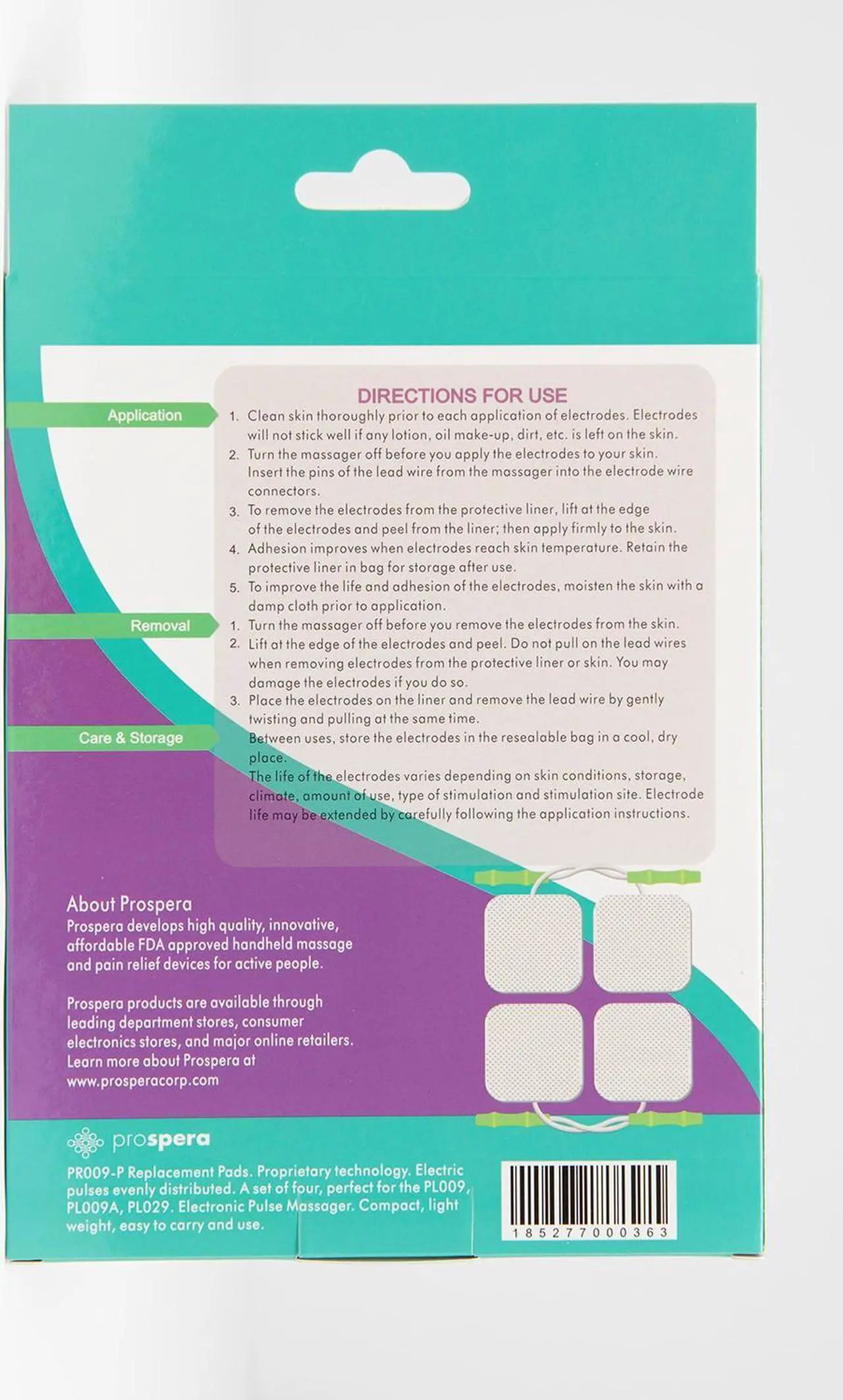 Alt view image 5 of 5 - Prospera Corporation PR009-P Electronics Pulse Massager Refill Pads