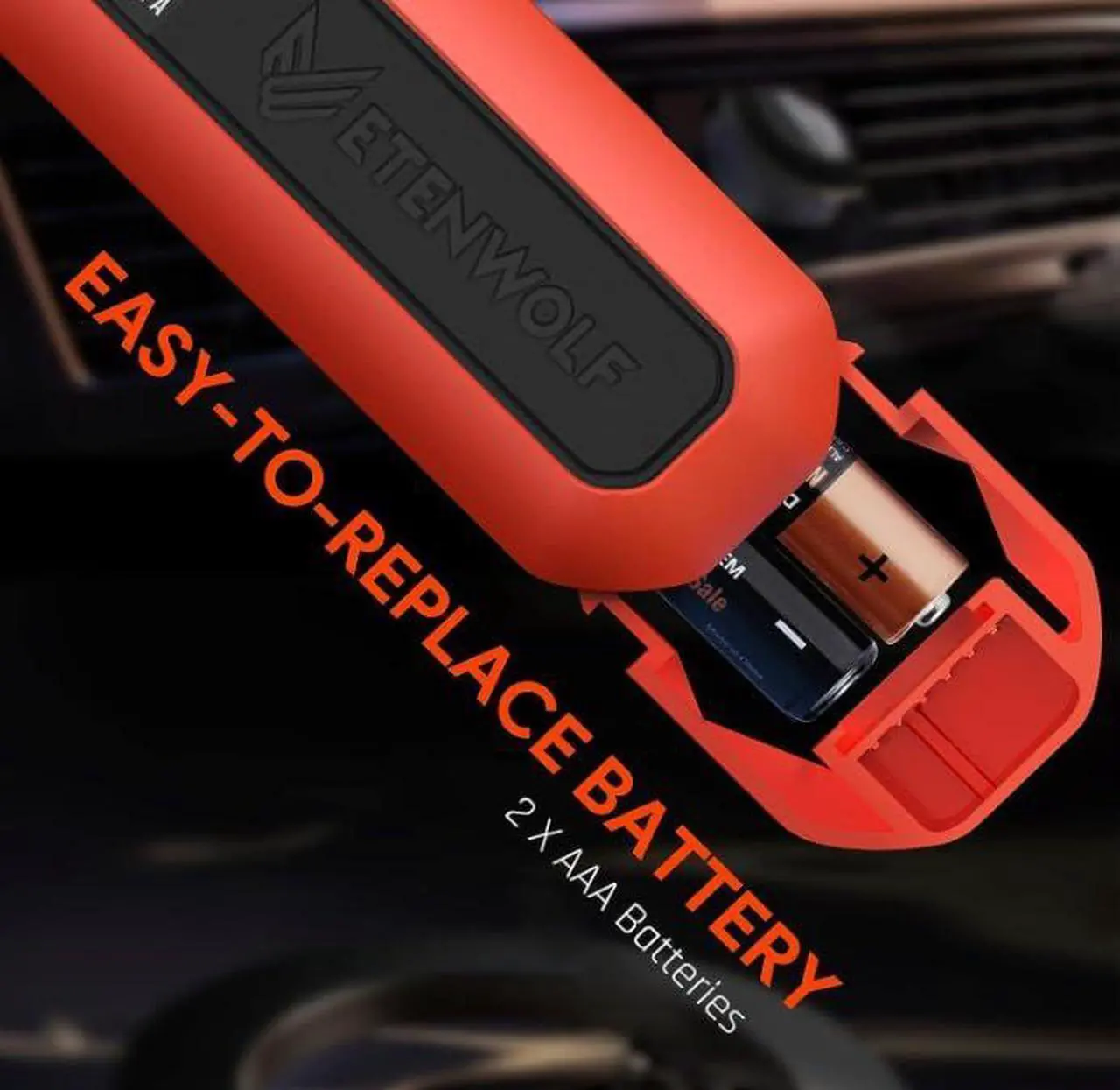 Alt view image 4 of 6 - ETENWOLF T300 Digital Tire Pressure Gauge 3-200 PSI, Industrial Tire Gauge Calibrated to ANSI B40.7 Grade 2A(Plus-Minus 0.5%), Replaceable AAA Batteries (Vivid Orange) 2 pack