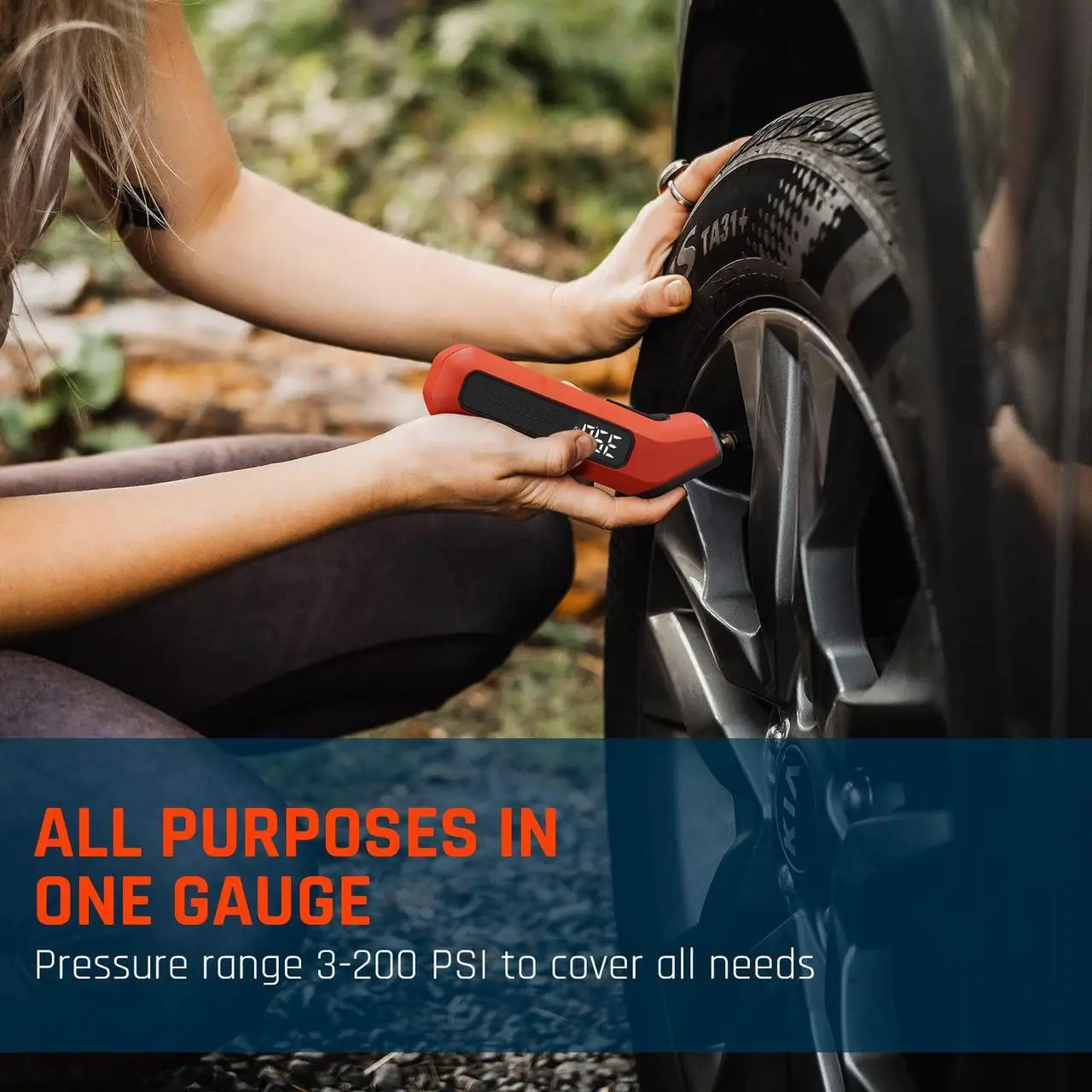 Alt view image 5 of 6 - ETENWOLF T300 Digital Tire Pressure Gauge 3-200 PSI, Industrial Tire Gauge Calibrated to ANSI B40.7 Grade 2A(Plus-Minus 0.5%), Replaceable AAA Batteries (Vivid Orange) 2 pack