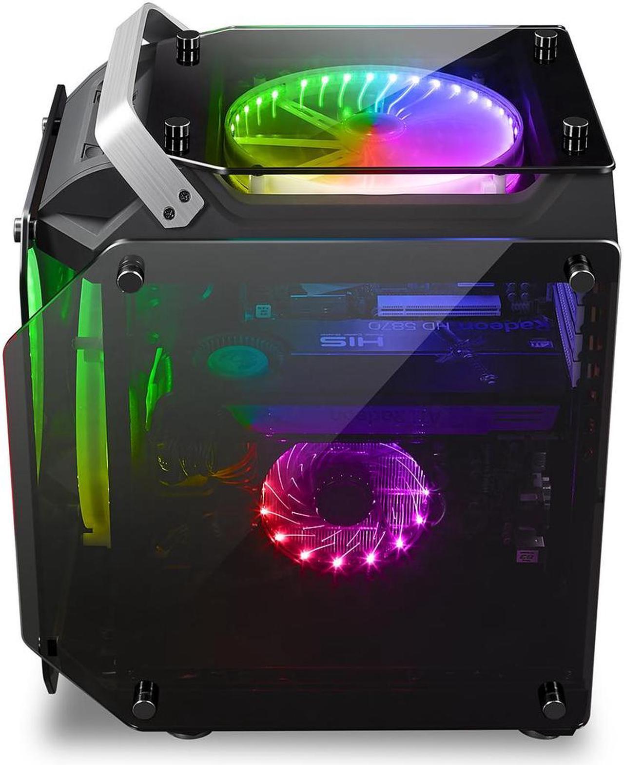 Alt view image 4 of 6 - WJCOOLMAN Diamond Black Panoramic Version 2Side Transparent Glass Gaming Computer Case 240 AIO Support ATX/ Micro-ATX Gming Case High-Airflow Design