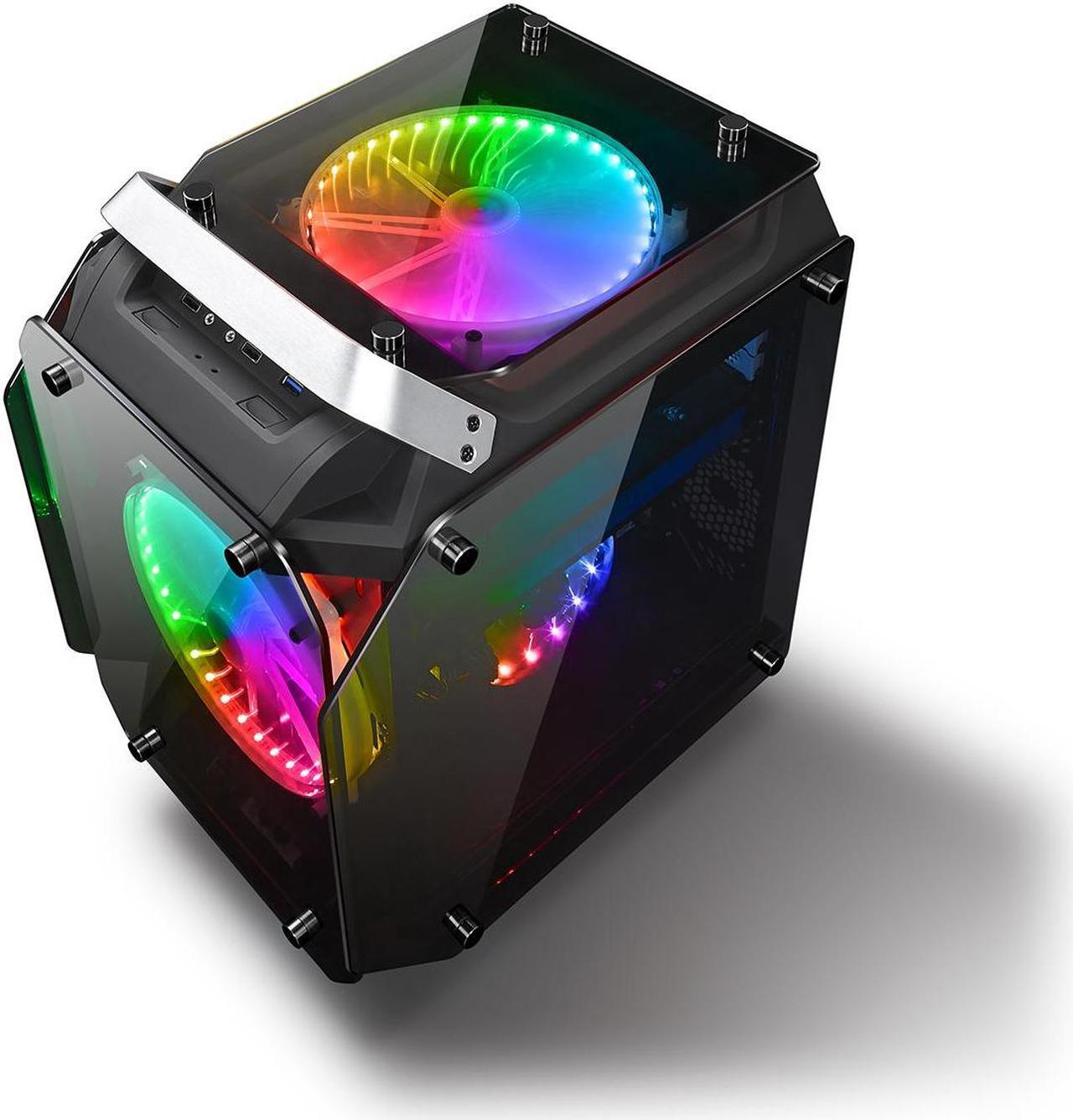Alt view image 2 of 6 - WJCOOLMAN Diamond Black Panoramic Version 2Side Transparent Glass Gaming Computer Case 240 AIO Support ATX/ Micro-ATX Gming Case High-Airflow Design
