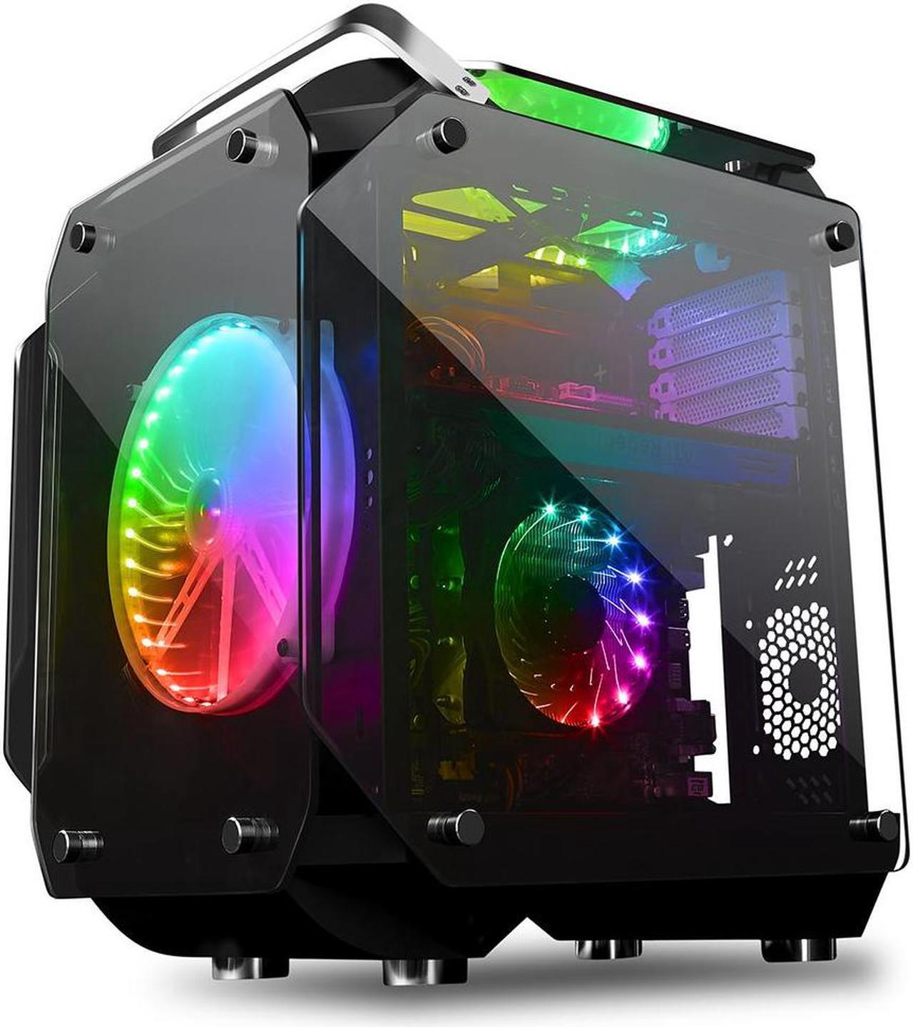 Main image of WJCOOLMAN Diamond Black Panoramic Version 2Side Transparent Glass Gaming Computer Case 240 AIO Support ATX/ Micro-ATX Gming Case High-Airflow Design