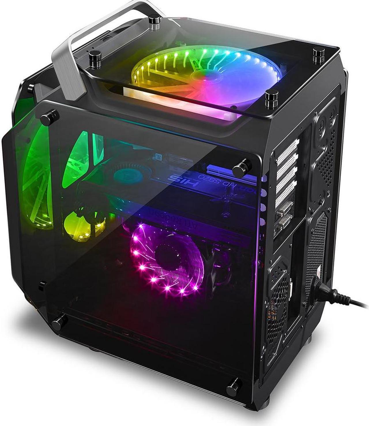 Alt view image 5 of 6 - WJCOOLMAN Diamond Black Panoramic Version 2Side Transparent Glass Gaming Computer Case 240 AIO Support ATX/ Micro-ATX Gming Case High-Airflow Design