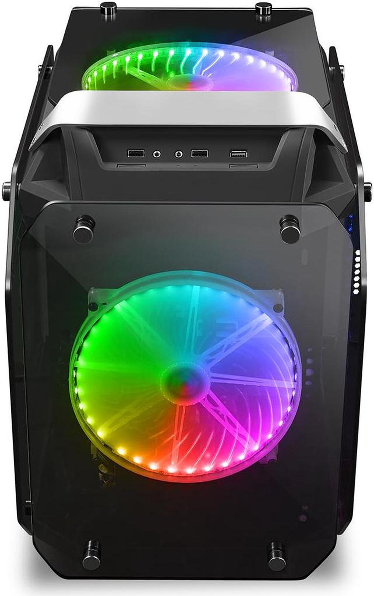 Alt view image 6 of 6 - WJCOOLMAN Diamond Black Panoramic Version 2Side Transparent Glass Gaming Computer Case 240 AIO Support ATX/ Micro-ATX Gming Case High-Airflow Design