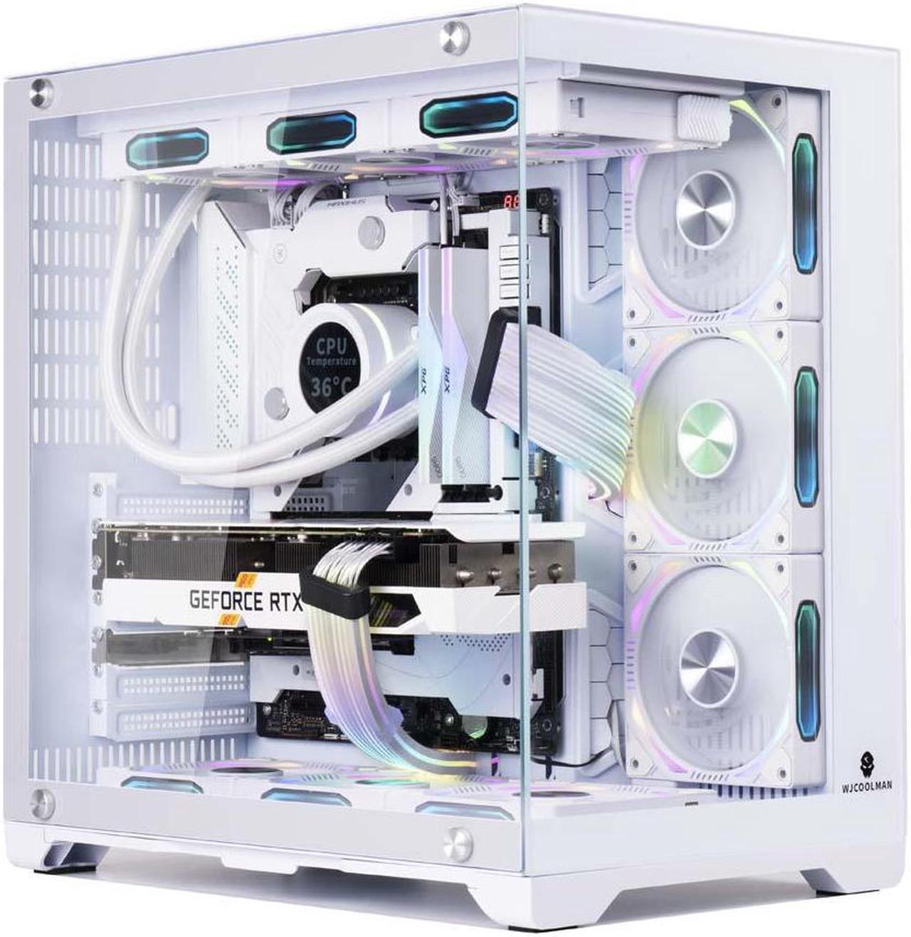 Main image of WJCOOLMAN Lonely Warrior PRO White Panoramic Version 2Side Transparent Glass Gaming Computer Case Support 10 Fan Positions 360 AIO Support ATX/M-ATX Gming Case High-Airflow Design