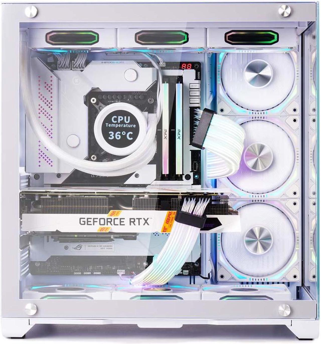Alt view image 4 of 7 - WJCOOLMAN Lonely Warrior PRO White Panoramic Version 2Side Transparent Glass Gaming Computer Case Support 10 Fan Positions 360 AIO Support ATX/M-ATX Gming Case High-Airflow Design