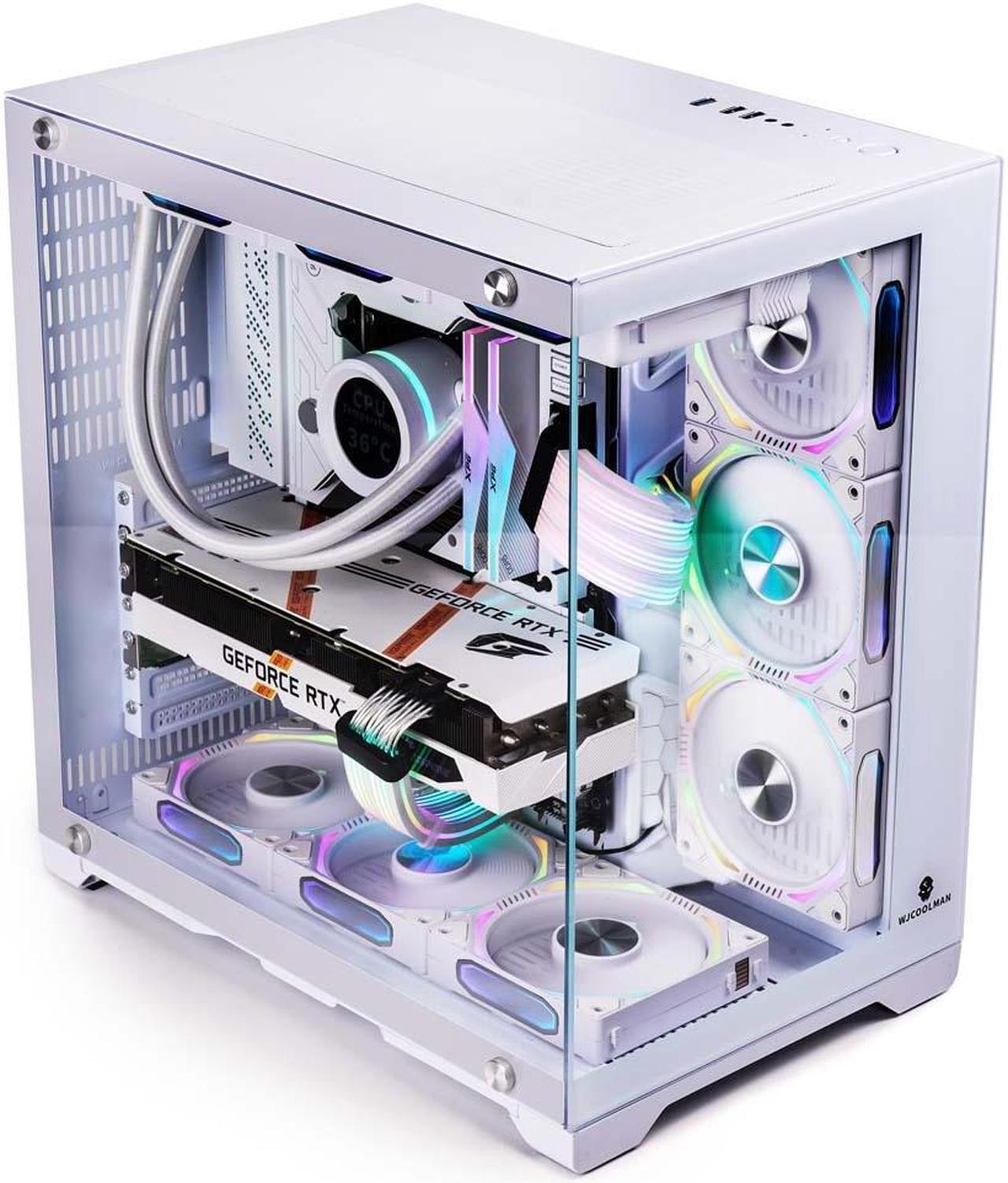 Alt view image 5 of 7 - WJCOOLMAN Lonely Warrior PRO White Panoramic Version 2Side Transparent Glass Gaming Computer Case Support 10 Fan Positions 360 AIO Support ATX/M-ATX Gming Case High-Airflow Design