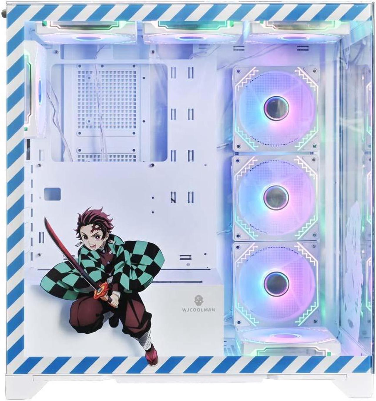 Main image of WJCOOLMAN Prism Pro Cartoon Edition White Gaming Computer Case Panoramic Version 2Side Transparent Glass Support 8 Fan Positions Support ATX/M-ATX/ITX Gaming Case High-Airflow Design