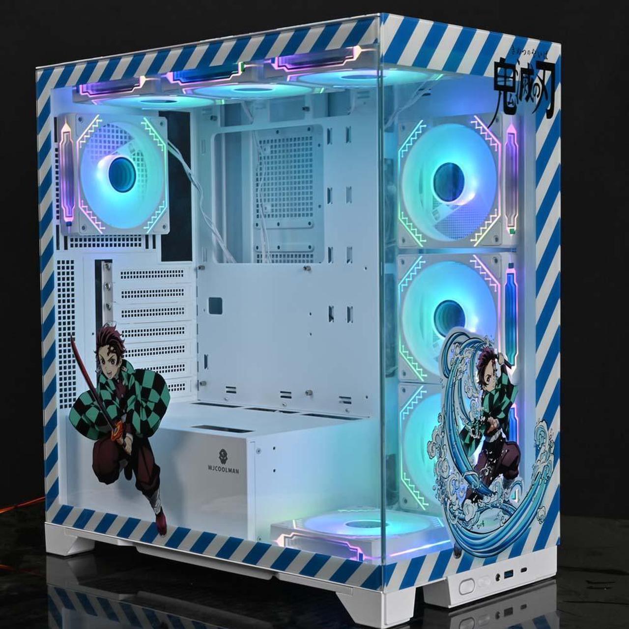 Alt view image 5 of 7 - WJCOOLMAN Prism Pro Cartoon Edition White Gaming Computer Case Panoramic Version 2Side Transparent Glass Support 8 Fan Positions Support ATX/M-ATX/ITX Gaming Case High-Airflow Design