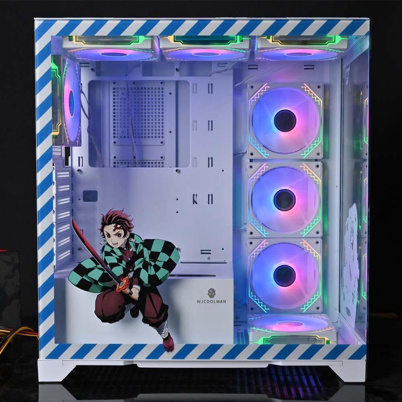 Alt view image 3 of 7 - WJCOOLMAN Prism Pro Cartoon Edition White Gaming Computer Case Panoramic Version 2Side Transparent Glass Support 8 Fan Positions Support ATX/M-ATX/ITX Gaming Case High-Airflow Design