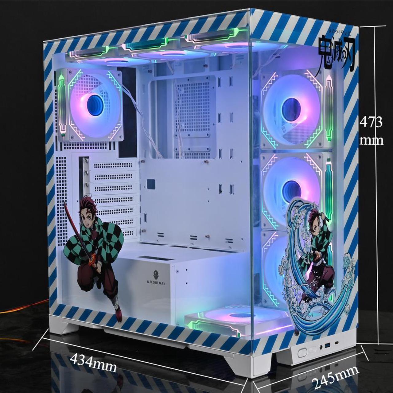 Alt view image 7 of 7 - WJCOOLMAN Prism Pro Cartoon Edition White Gaming Computer Case Panoramic Version 2Side Transparent Glass Support 8 Fan Positions Support ATX/M-ATX/ITX Gaming Case High-Airflow Design