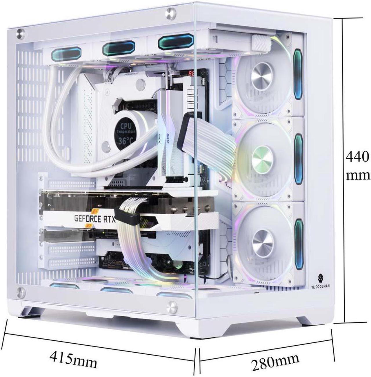Alt view image 7 of 7 - WJCOOLMAN Lonely Warrior PRO White Panoramic Version 2Side Transparent Glass Gaming Computer Case Support 10 Fan Positions 360 AIO Support ATX/M-ATX Gming Case High-Airflow Design