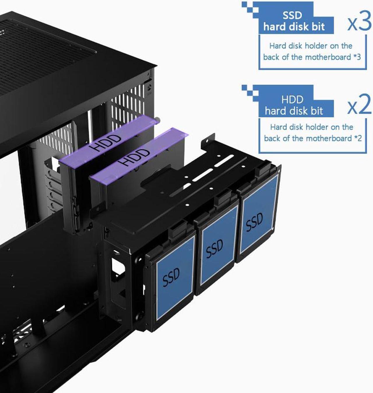Alt view image 6 of 6 - WJCOOLMAN Dreamer Plus Black Panoramic Version 2Side Transparent Glass Gaming Computer Case Support 7 Fan Positions 360 AIO Support ATX / M-ATX/MINI-ITX Gming Case High-Airflow Design