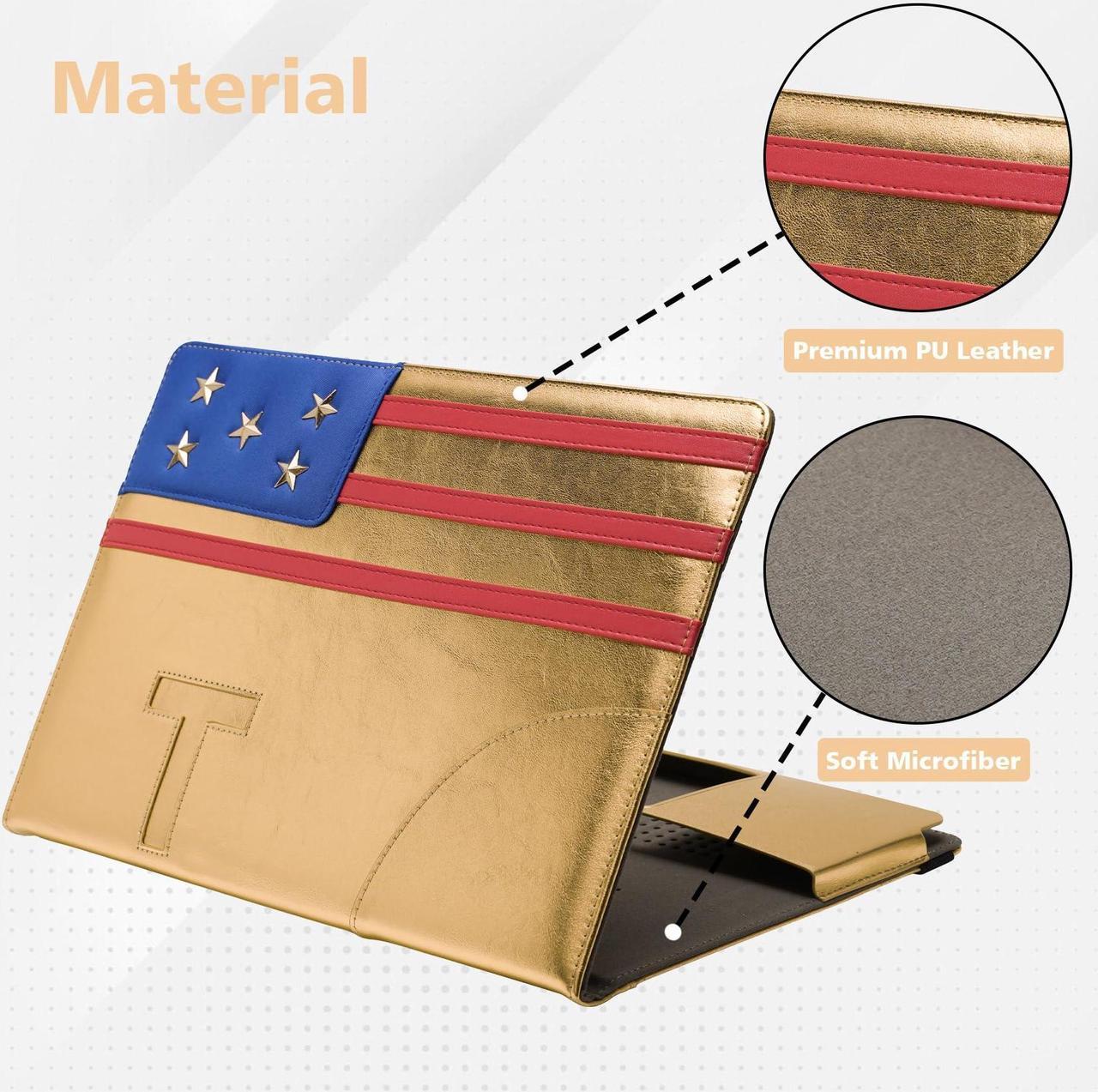 Alt view image 3 of 5 - TYTX Compatible with MacBook Pro Case 13 Inch, PU Leather MacBook Case fits for Model M2, 2016-2024 A2338 M1 A2251 A2289 A2159 A1989 A1708 A1706, 13" Laptop Case with Vents and Stand Function (Golden)