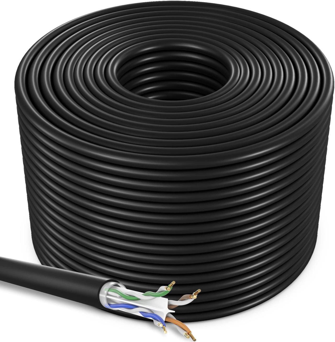 Main image of Maximm Ethernet Cable 1000 ft CAT6 High Speed Internet Network LAN Cable Cord, Outdoor Waterproof (Black - No RJ45 Connector)