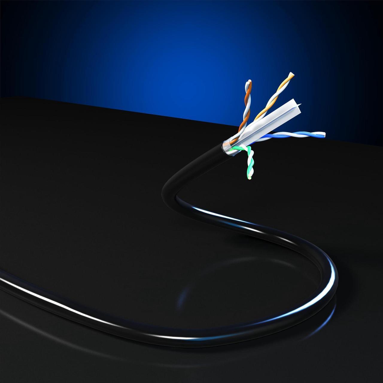 Alt view image 4 of 5 - Maximm Ethernet Cable 1000 ft CAT6 High Speed Internet Network LAN Cable Cord, Outdoor Waterproof (Black - No RJ45 Connector)