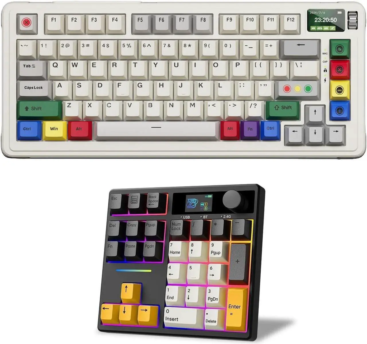BOYI 31 Numpad+C75Pro 75% Mechanical Keyboard with Screen Comb,Compact ...