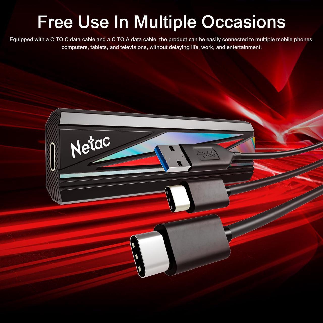 Alt view image 4 of 5 - Netac 1TB Extreme Portable SSD External Solid State Drives Up to 2000MB/s Read 1700MB/s Write Speed, USB 3.2 Gen.2 Business Travel Essential Supports Win to Go, ZX20L