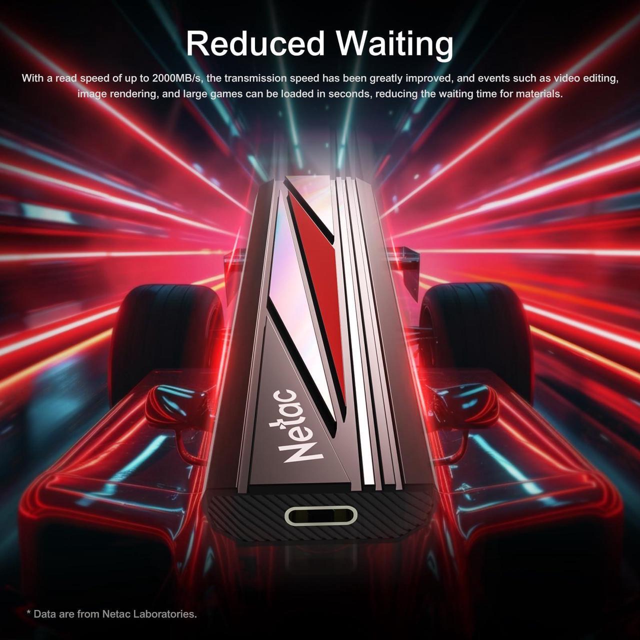 Alt view image 3 of 5 - Netac 1TB Extreme Portable SSD External Solid State Drives Up to 2000MB/s Read 1700MB/s Write Speed, USB 3.2 Gen.2 Business Travel Essential Supports Win to Go, ZX20L