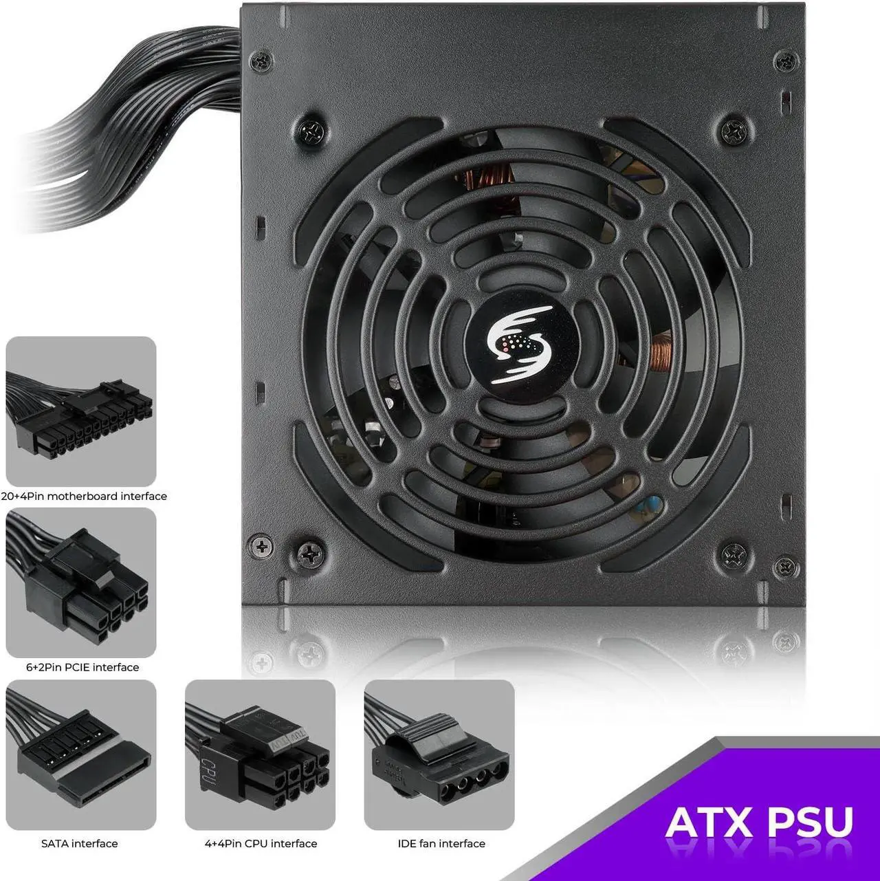 Alt view image 3 of 5 - 550W Power Suppy 80 Plus Bronze Non Modular Gaming PC PSU Full Voltage 110/220V Active PFC for Desktop Server